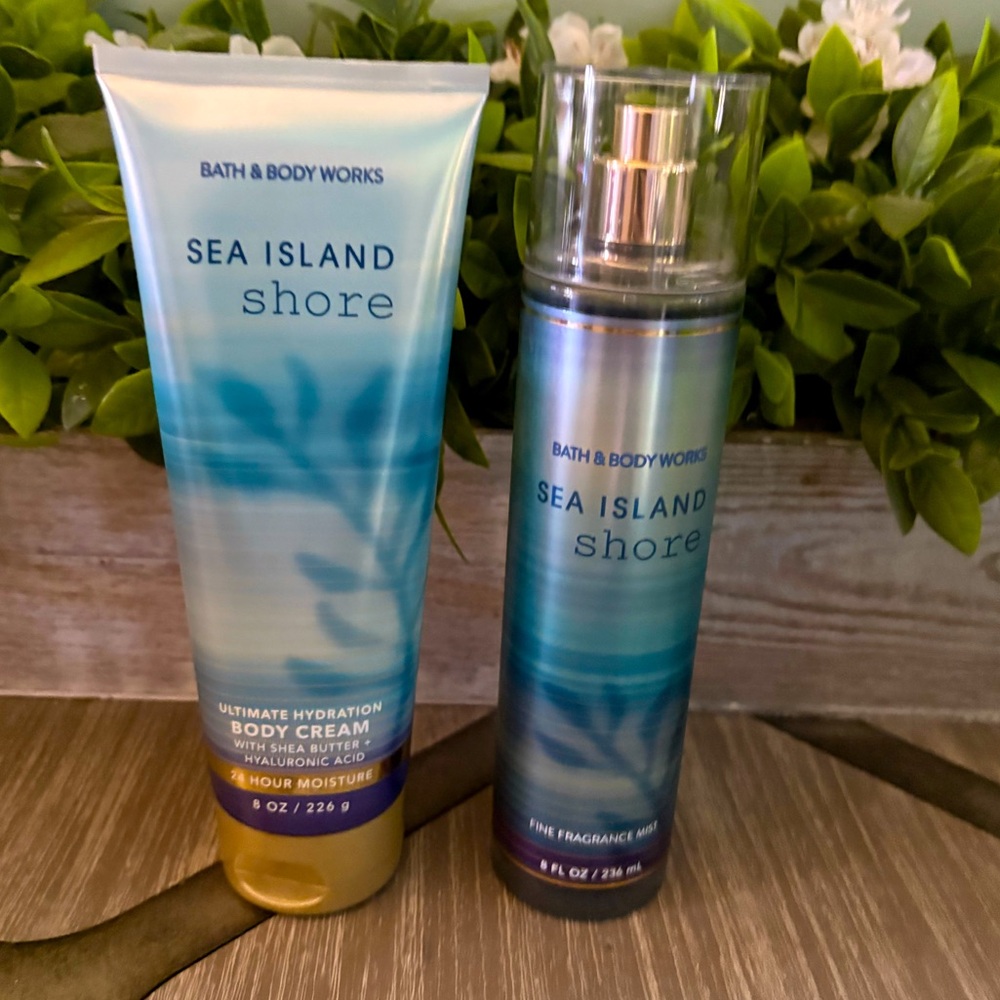 Sea Island Shore Mist and Body Cream Set Bath & Body Works Fresh Cotton Freesia